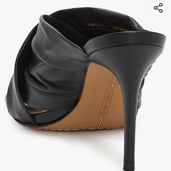 New BABY Vince Camuto Jenabie Sandal black soft leather pointy heel Size 6 - Picture 5 of 6